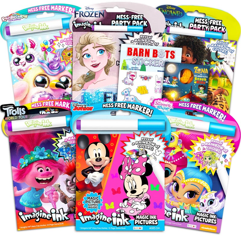 Bendon Publishing Imagine Ink Coloring Book Set for Girls (Bundle Includes 6 No Mess Books and Stickers Featuring Trolls, Dumbo, and More) - Image 2